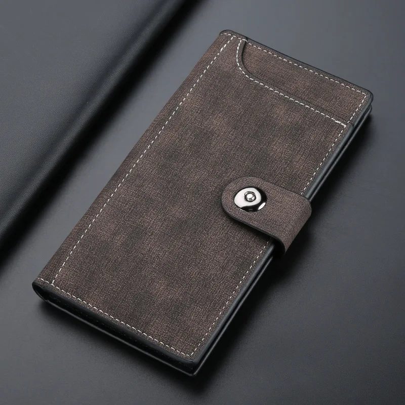 Magnetic Buckle Trifold Men Wallet PU Leather Business Casual Multi Card Holder Short Long Style Male Daily Purse Cartera Hombre