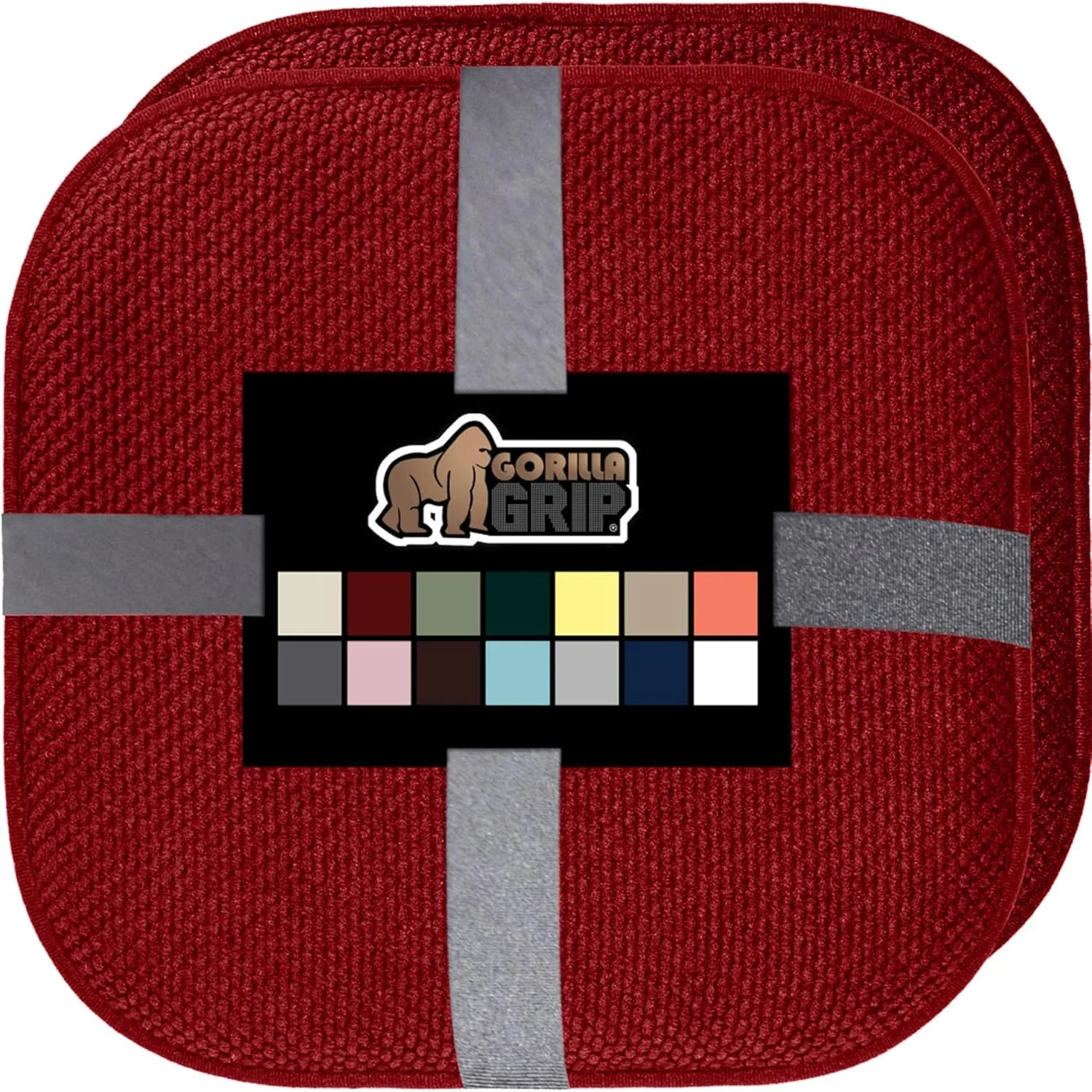 

Stay in Place Backing, Comfortable Microfiber Seat Cover Pad Cushion, Set of 2, 16x16, Red