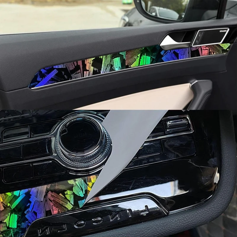 قسط لمعان قوس قزح المجسم الفضة مزورة ألياف الكربون الفينيل التفاف فيلم ذاتية اللصق ملصق السيارات سيارة التفاف احباط