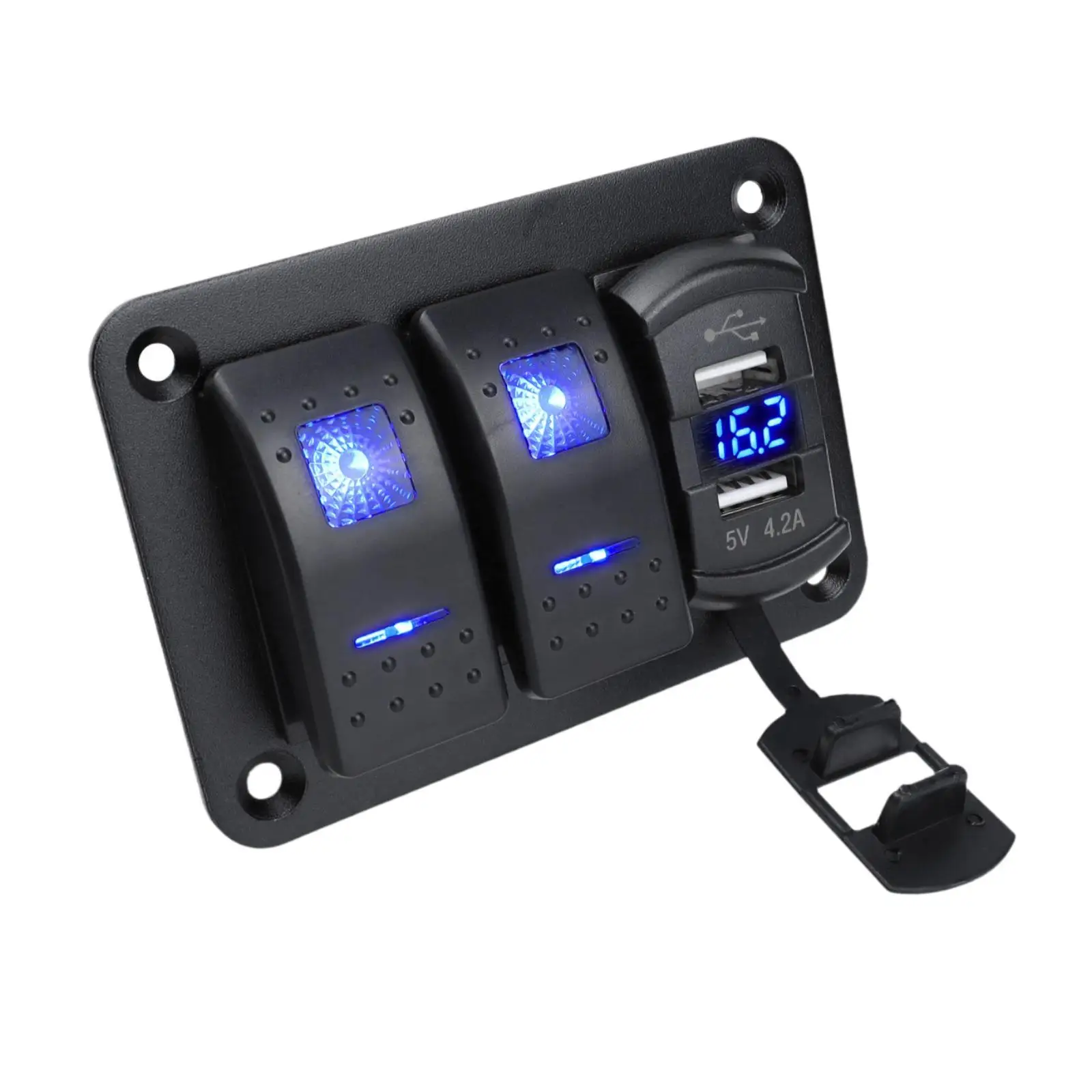 Rocker Switch Panel Professional Pre Wired Waterproof LED Voltage Display Fast Charging for Truck Vehicles Marine RV Boat