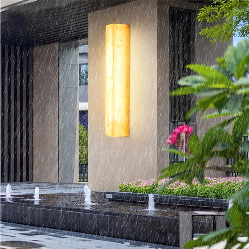 ANITA Contemporary LED Brass Marble Outdoor Wall Lamps Electric Waterproof Balcony Hallway Courtyard Villa Gate Hotel