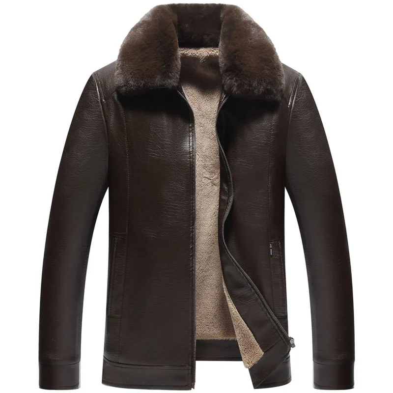 

Male Outwear Warm Plush Coats jaqueta masculina 2023 Autumn Winter Men's Fur Collar Leather Jacket PU Windbreaker Jackets MY591