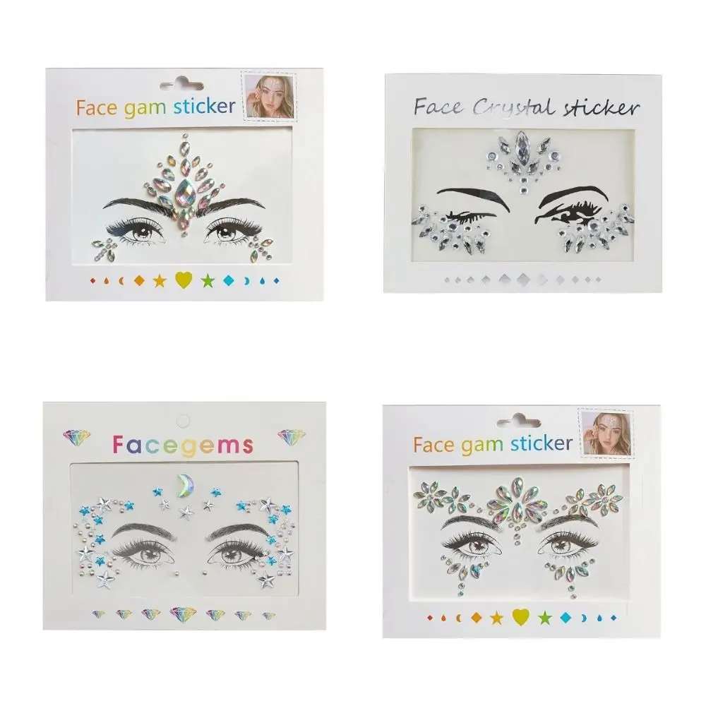 Fake Tattoo 3D Face Tattoo Crystal Sticker Fashion Charm Gems Rhinestones Sticker Disposable High Quality