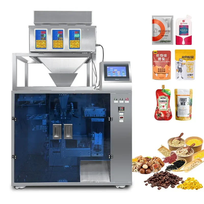 Automatic Stand Up Zipper Bag 3 Sides Seal Food Coffee Beans Seeds Granule Premade Pouch Filling Packing Packaging Machine