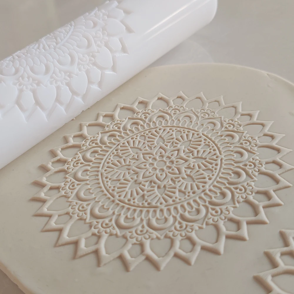 Mandala Pattern Acrylic Rolling Pin, Fondant Sugar Craft, Clay Decorating Tools, Kitchen Gadgets, Large Sizes