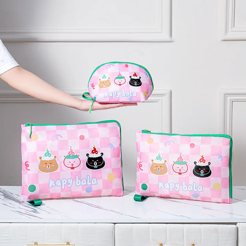 3er-Pack Reise-Aufbewahrungstaschen-Set mit niedlichem Streifen-Design, tragbarer Unterwäsche-Kleidungs-Organizer, unverzichtbares Verpackungszubehör für Gepäck