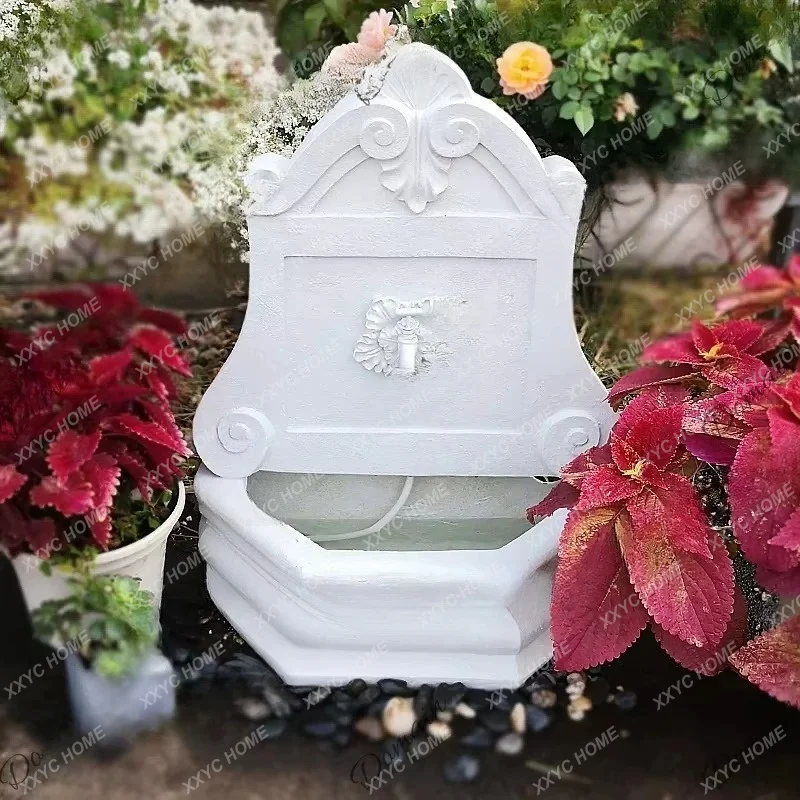 XXGarden Solar Fountain Outdoor Wall Hanging Waterfall Decor White Faucet Ornament for Patio