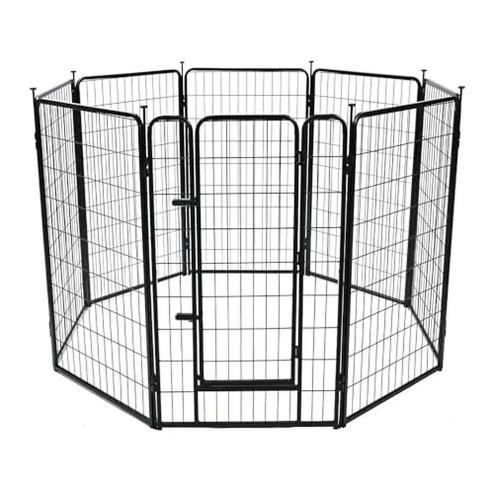 Dog Playpen 8 Panels Metal Dog Fence with Door Foldable for Indoor and Outdoor Use Suitable for Medium to Large Sized