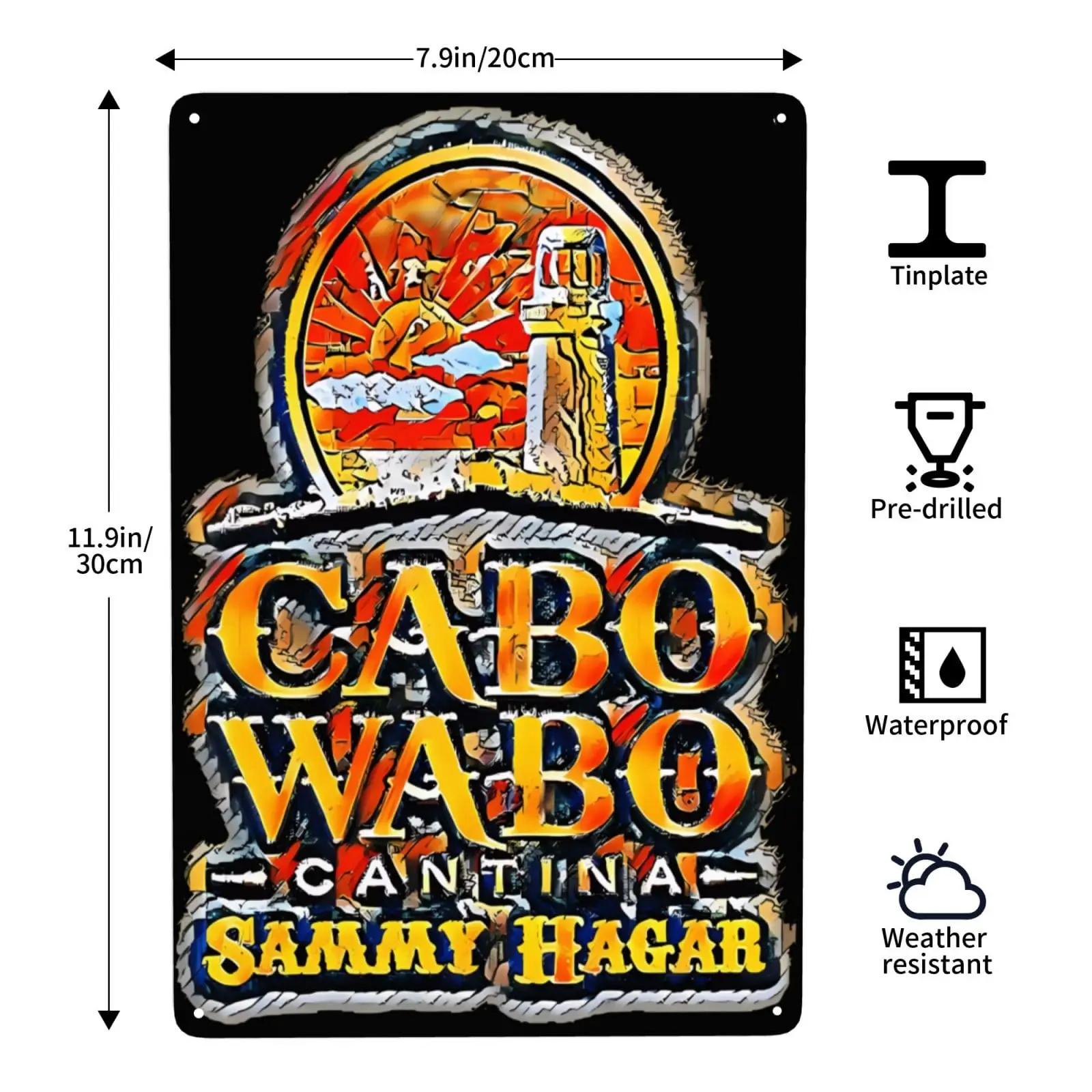 GAOREOS 8 X 12 Inches Metal Tin Sign Cabo Company Wabo Vintage Wall Decor Art Poster for Bar Home Living Room Home Decor Poster