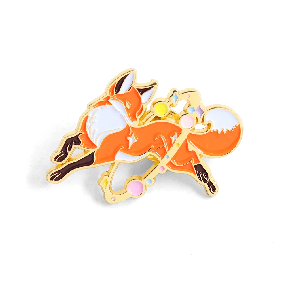Cosmic Fox Enamel Pin Red Fox Leaping Through A Starry Sky Badge Autumn Wild Woodland Animal Brooch Halloween Accessories Gift