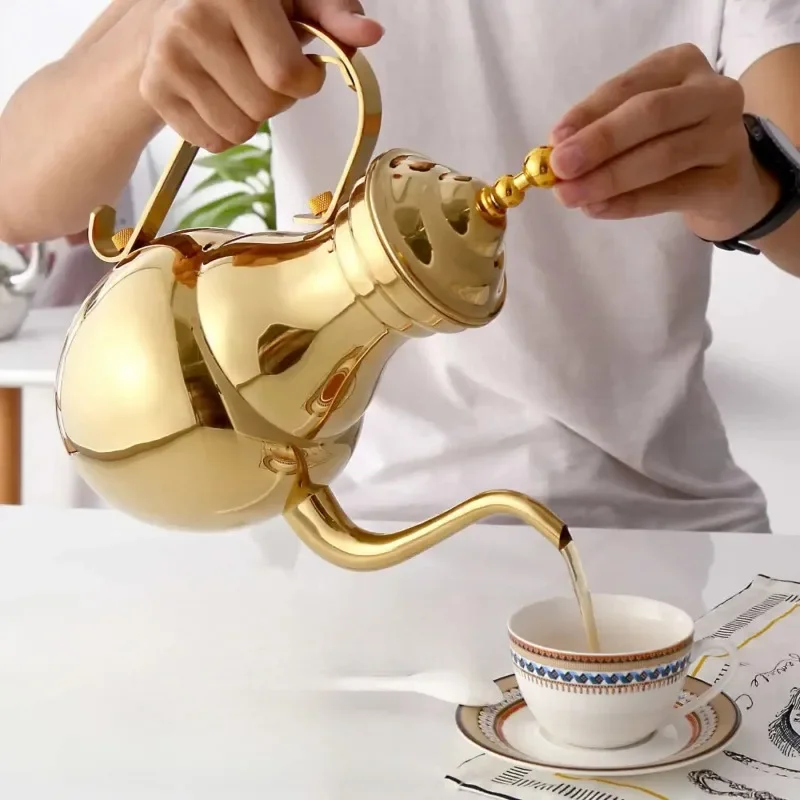 

1.5L Stainless Steel Teapot Restaurant Retro Royal Teapot With Tea Strainer Long Spout Pot For Tea Brewing In Mug Tea Infuser