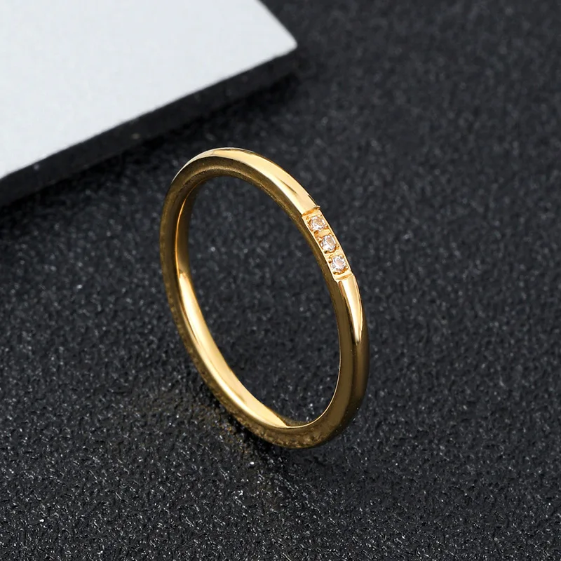 Stainless Steel Dainty Thin Rings for Women 1/3/9 Pcs Zircon Stone Gold Color Finger Accessories Gift Jewelry Wholesale KBR135 image 3