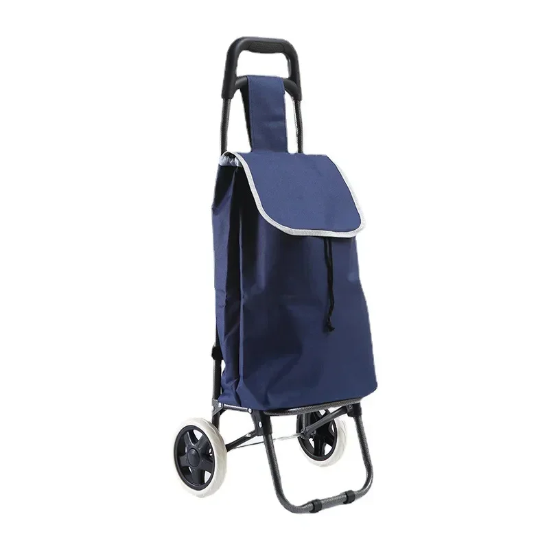 Foldable Portable Shopping Cart with Wheels Oxford Cloth Waterproof Fabric Storage Bag Trolley Home Grocery Pull Dolly 쇼핑카트