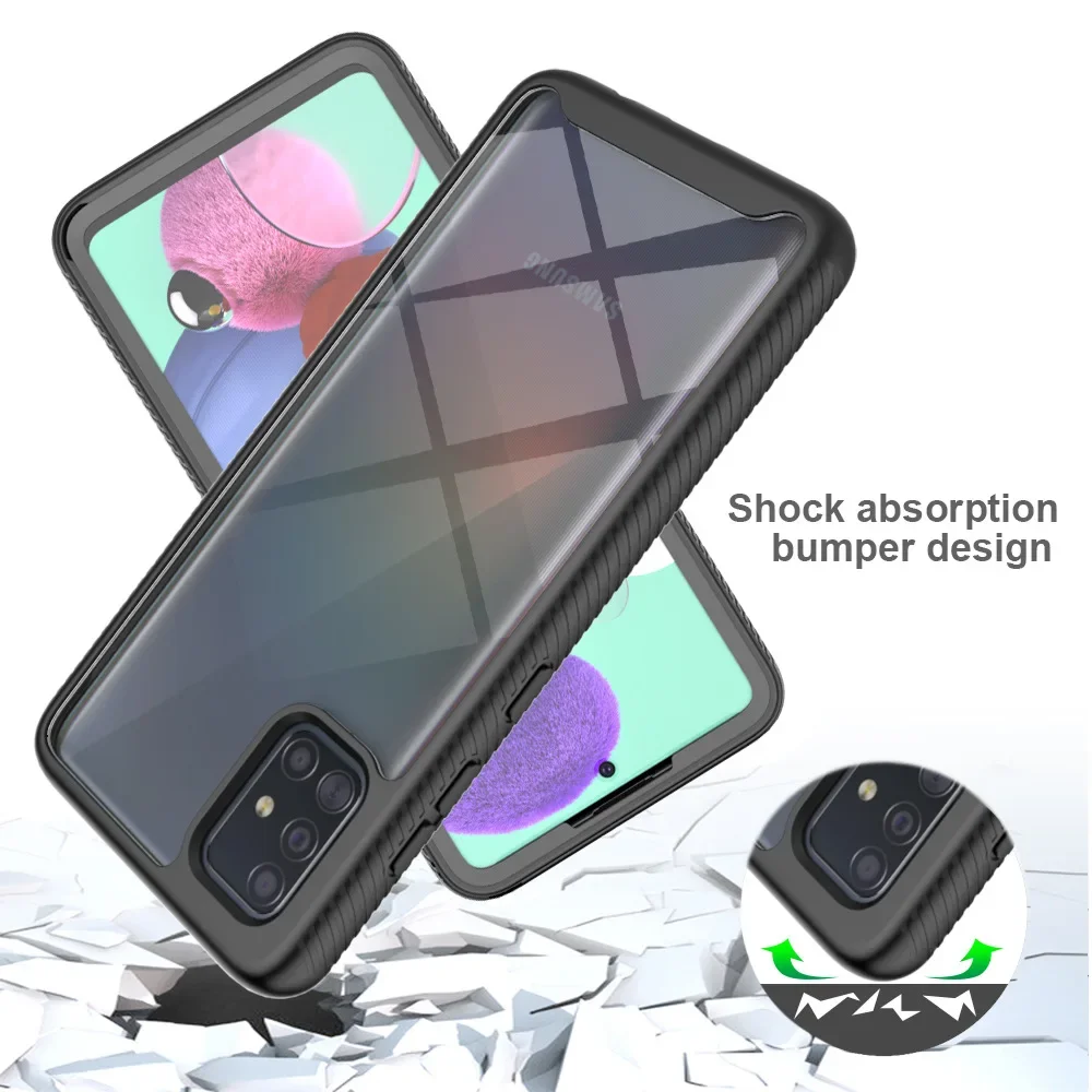 Hybrid TPU/PC Case for Samsung Galaxy A51 A71 With Screen Protector 360 Degree Shockproof Clear Cover For Galaxy A21s A31