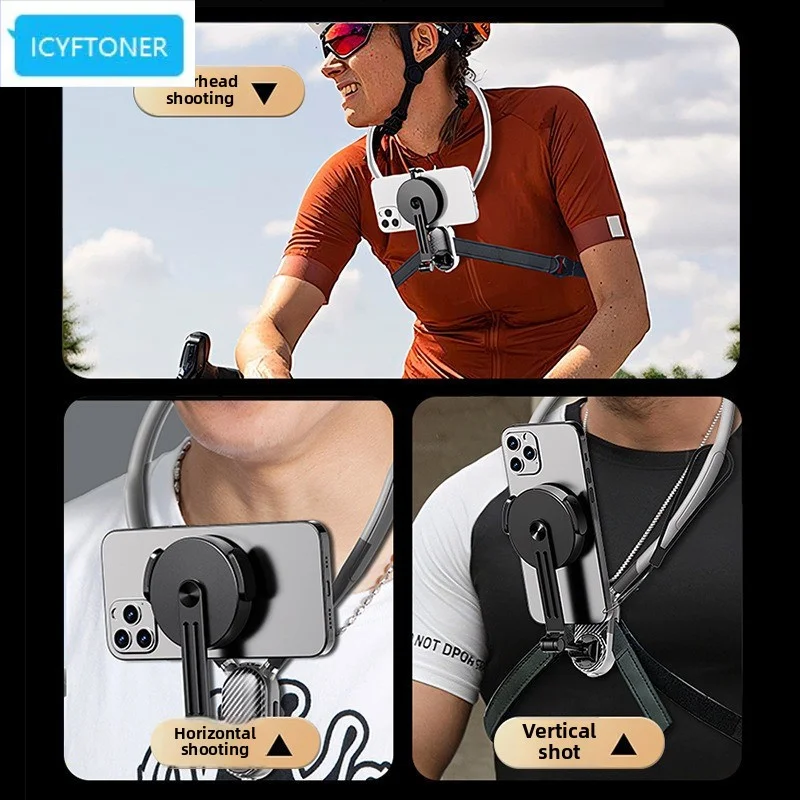 

ICYFTONER Live Anti Shake Shooting Magnetic Neck Holder Cycling Video Photography Camera Phone Holder