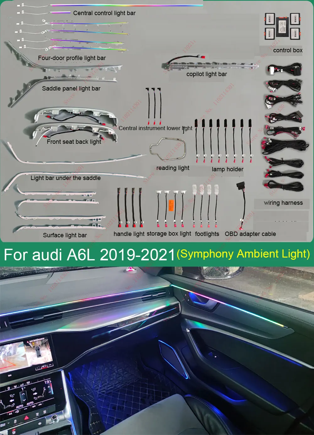 

Ambient light For Audi A6 A6L C8 2019-2023 interior ambient light 30 color original upgrade interior Symphony atmosphere light