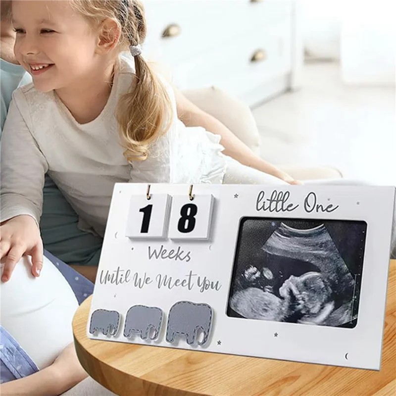 ABYP 2X Baby First Scan Photo Frames Pregnancy Announcement Gifts,Baby Sonogram Picture Frame Countdown Weeks