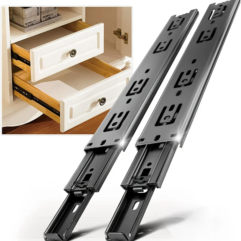 1 Pair Full Extension Drawer Slides 8 10 12 14 16 18 20 Inch 100 lb Load Capacity Side Mount Ball Bearing Rails Cabinet Dresser
