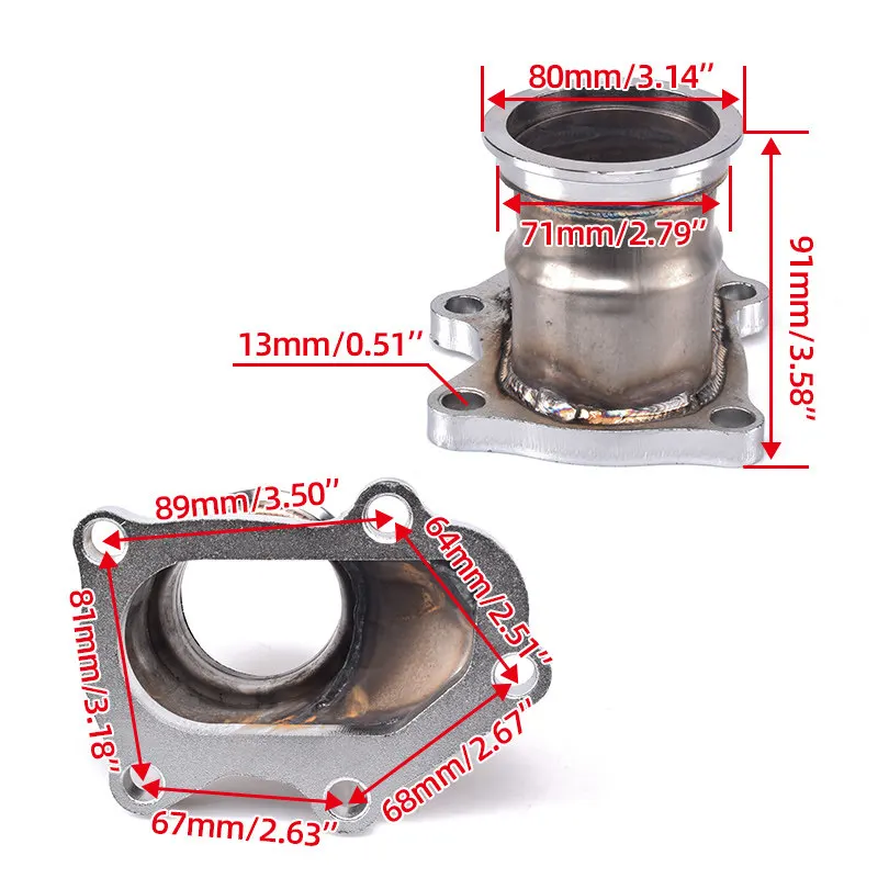 Retrofit 5-bolt TD04 Turbo Flange to 2.5 Exhaust Manifold Adapter Stainless Steel Flange Adapter