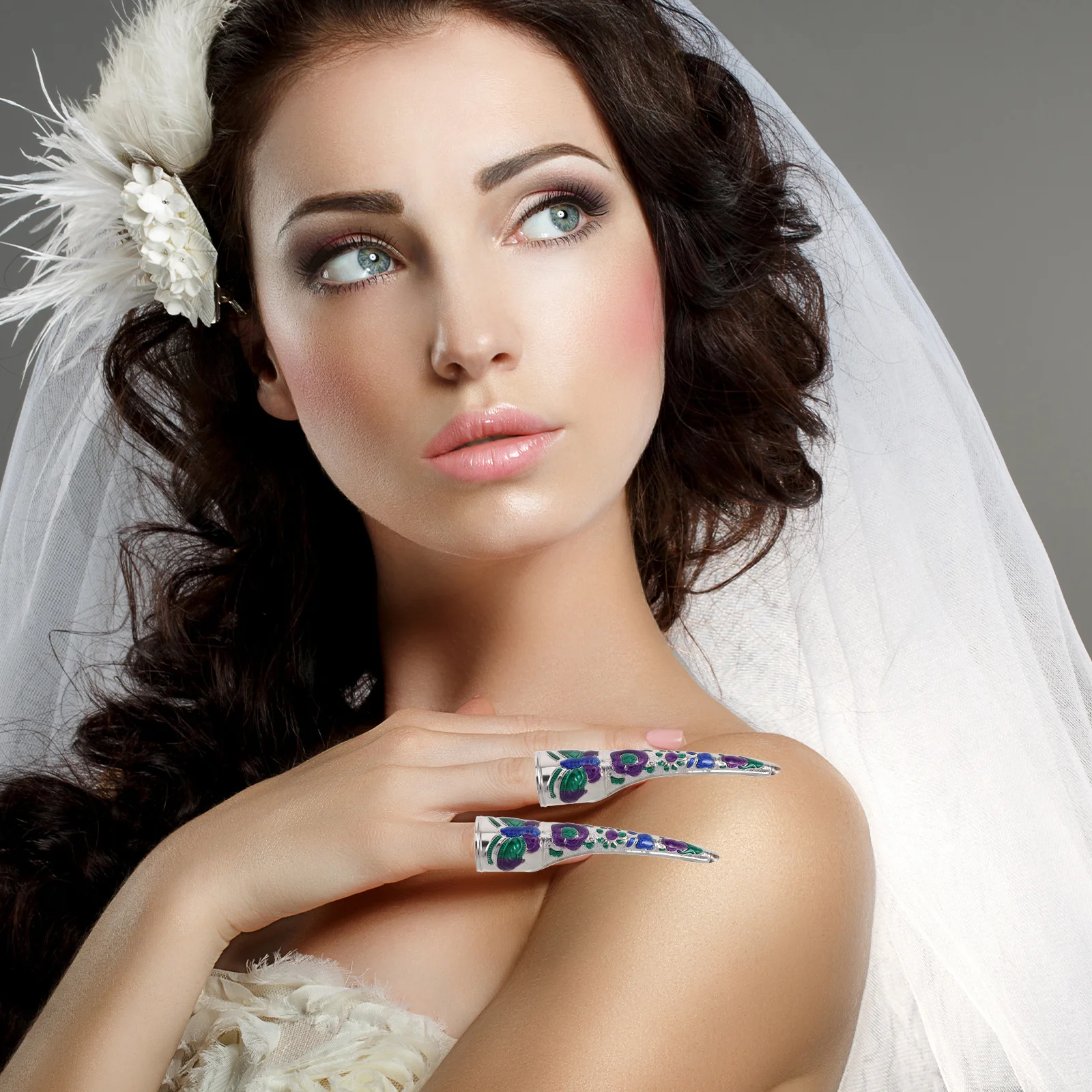 

2 шт. древние китайские чехлы для ногтей в стиле династии Цин, накладные кольца для ногтей для костюма на Хэллоуин, маникюрные украшения