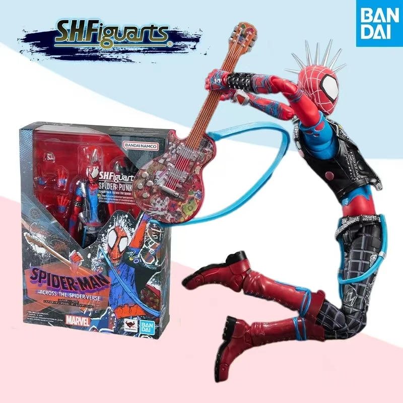 Original Bandai Anime Action Figure Spider Man Punk ACROSS THE SPIDER-VERSE SHFiguarts Finished Model Kit Toy Gift for Kids