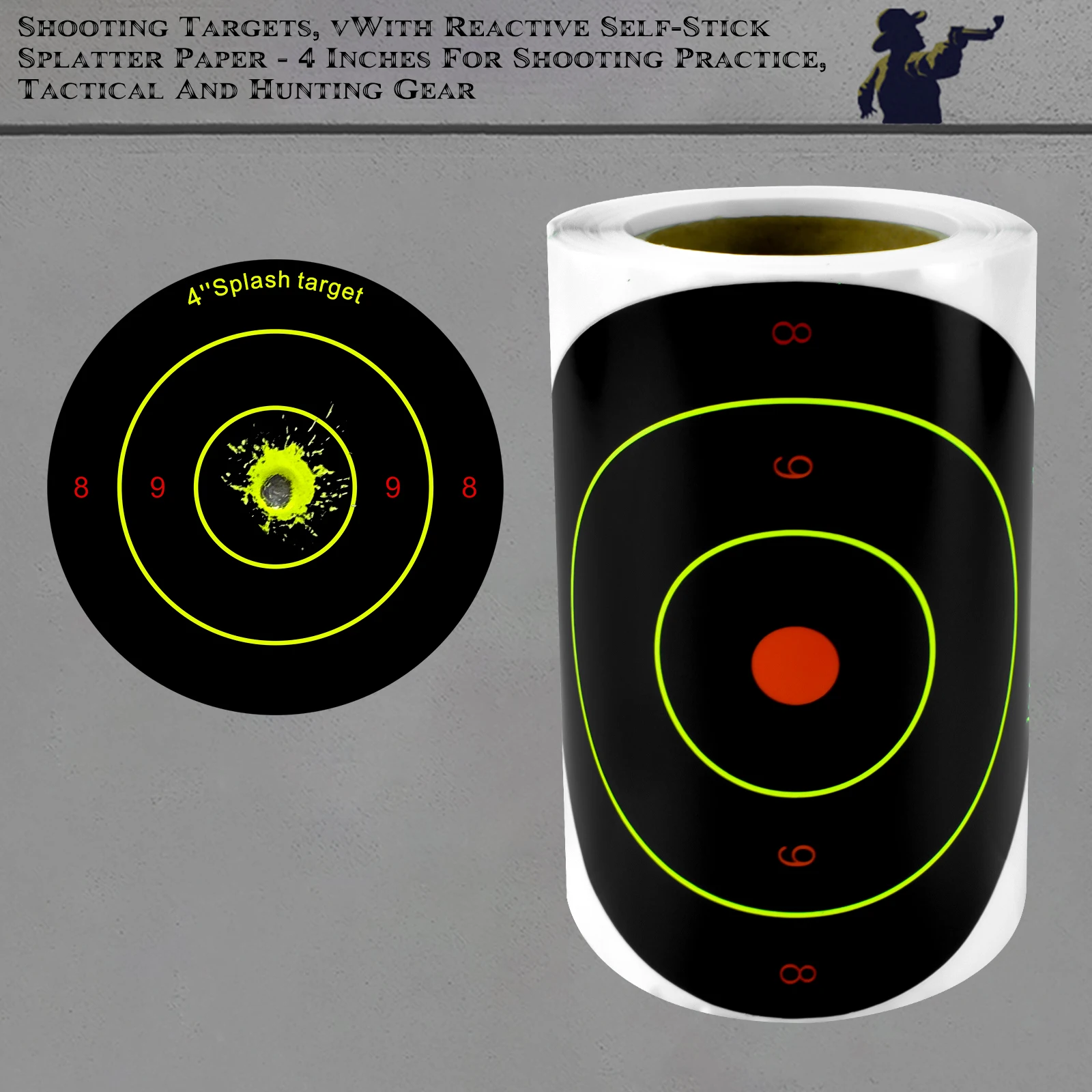 

100 шт. 4-дюймовые черные цифровые кольца с красной точкой, наклейки для стрельбы по мишеням, наклейки для тренировки мишеней, флуоресцентные цветные этикетки (можно использовать для реальной практики пистолета и тренировки пневматического оружия)