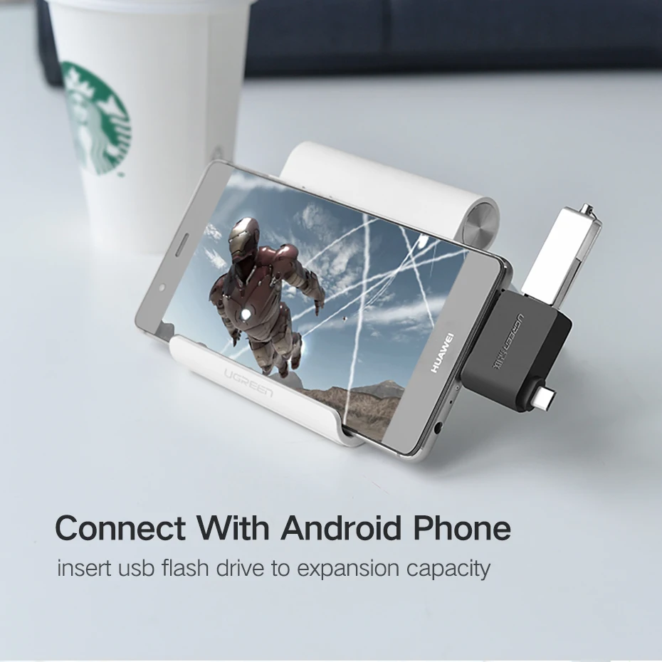 UGreen USB para OTG Adaptador Micro Android Celular Cabo de dados universal conectado U Disk Type-C Conector