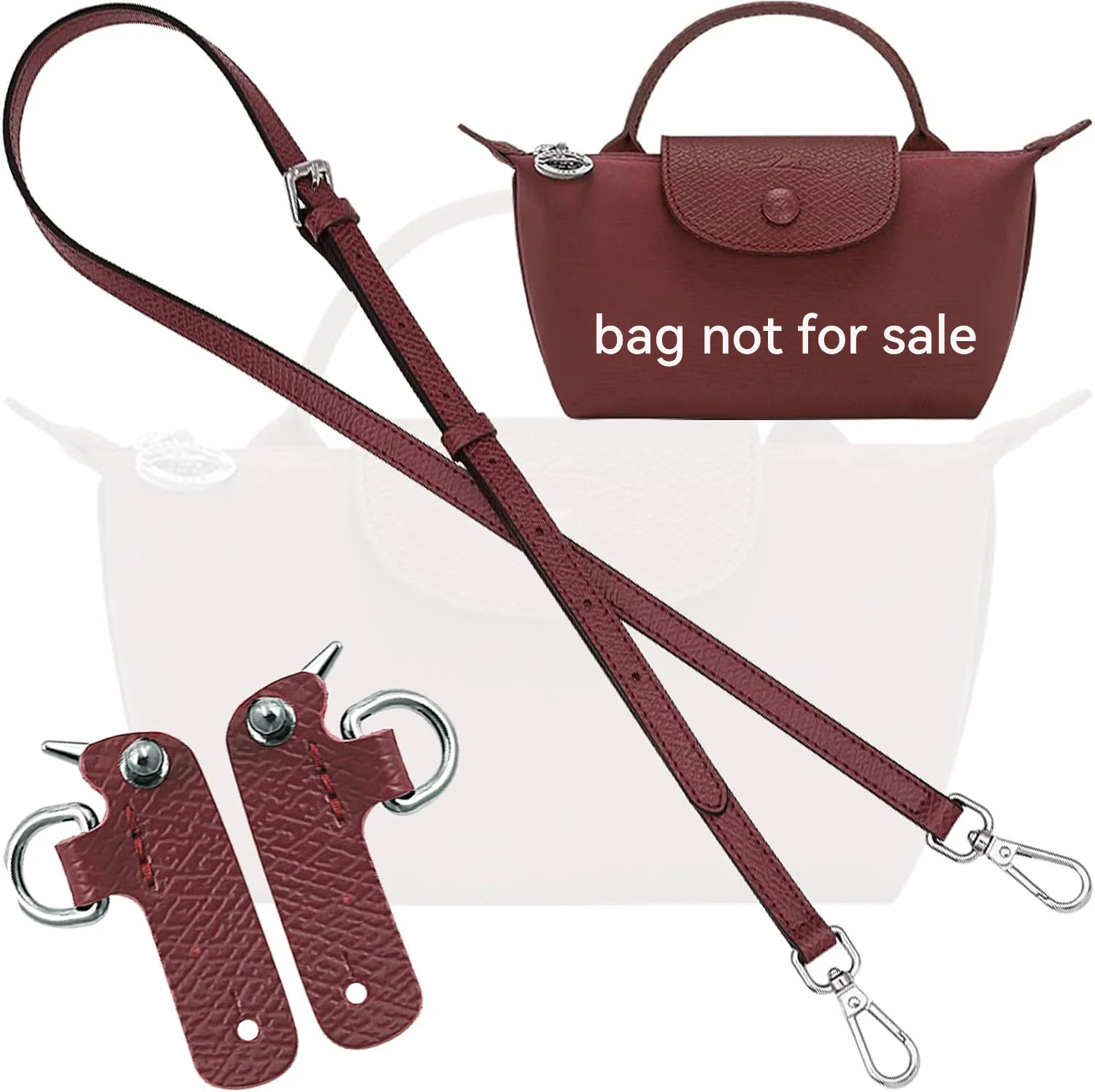 Burgundy Bag Leather Strap Replacement Crossbody Shoulder Straps for MINI Pouch,No Damage Conversion Kits Accessories