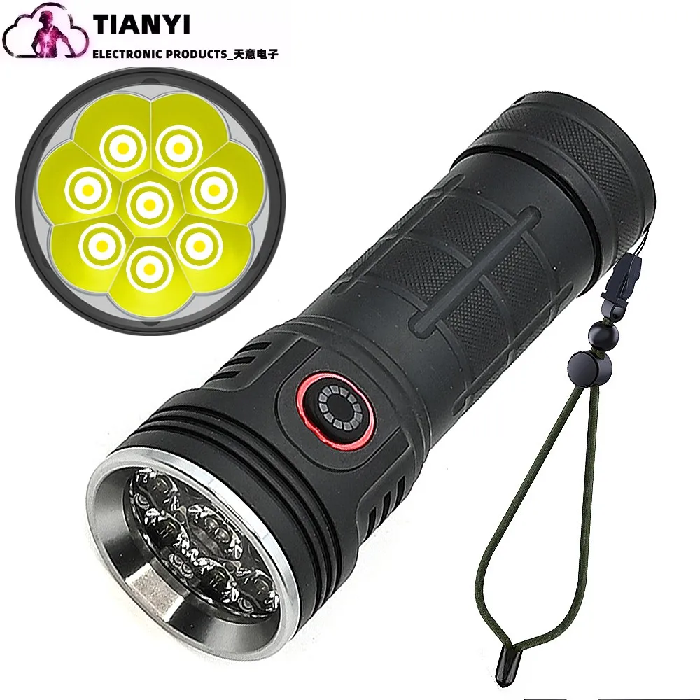 

8 lamp Aluminum alloy outdoor waterproof fixed focus floodlight flashlight suitable for mountain climbing, daily lighting