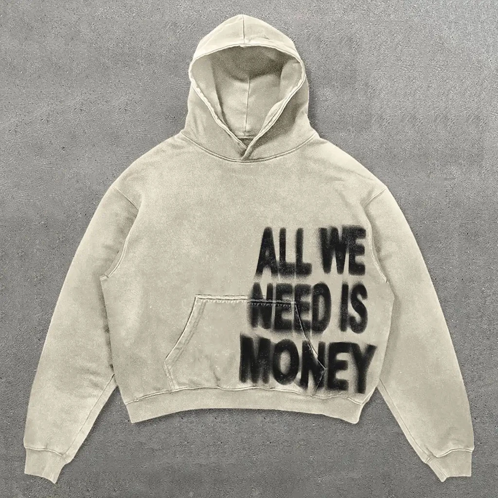 all we need is money Graphic Print Hoodies Being in A Hoodies Men Women\'s Casual Vintage Zipper Sweatshirt