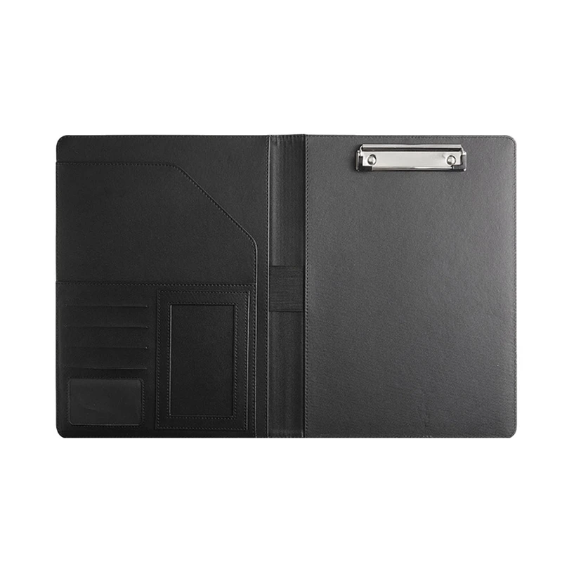 Resume Portfolio Folder With A4 Size Clipboard Black Leather Padfolio For Men Women Business Portfolio Organizer