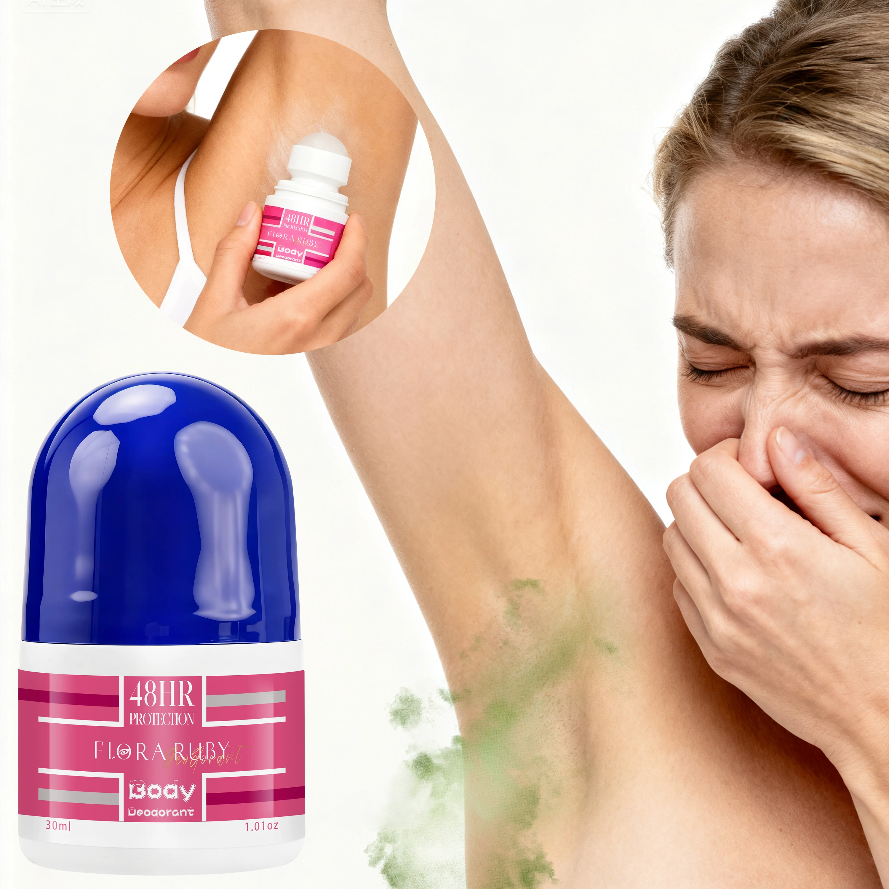 

Flora Ruby 30ml/1.01fl.oz aluminum free 48 Hours Of Lingering fragrance Underarm transparent watery texture Deodorant Roll On