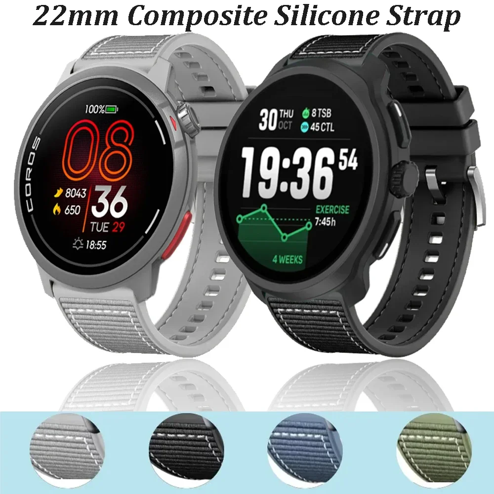 22mm Composite Silicone Strap For COROS APEX 46mm PACE Pro/3 CMF Watch 3-2-1 Pro Wristband For Suunto 9-5 Peak Ocean /Run Correa