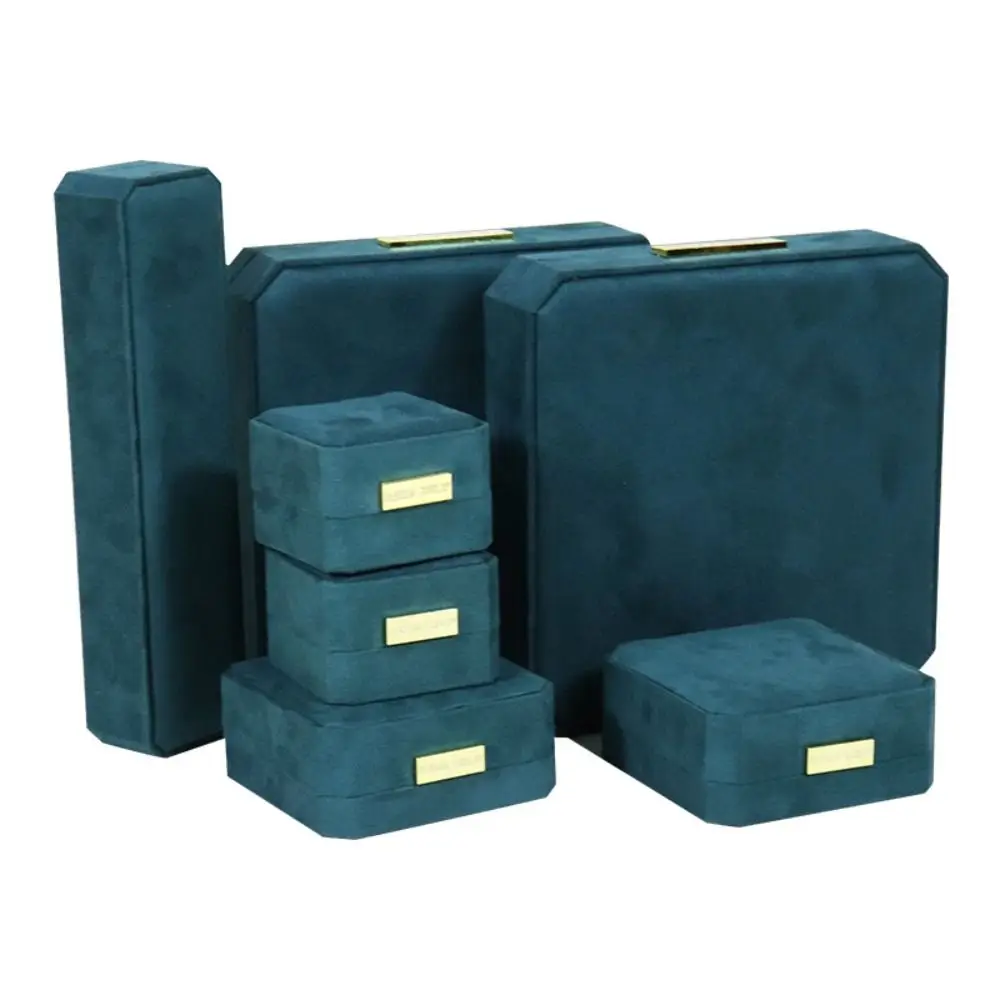 Emerald Velvet Jewelry Boxes Luxury Bracelet Necklace Jewelry Storage Case Octagonal Organizer Jewelry Display Holder Necklace