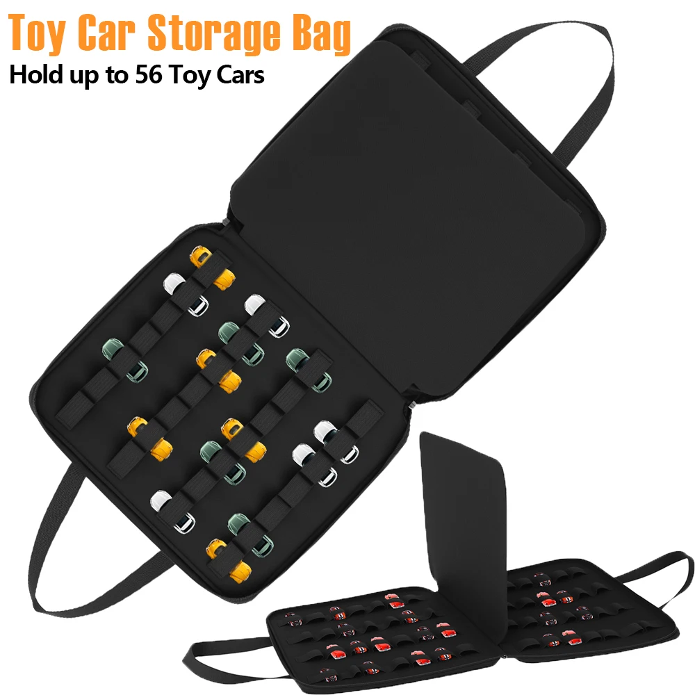 Toy Car Storage Bag Portable Felt Toy Car Organizer with Handle Hold up to 56 Toy Cars Large Capacity Storage Organizer Case