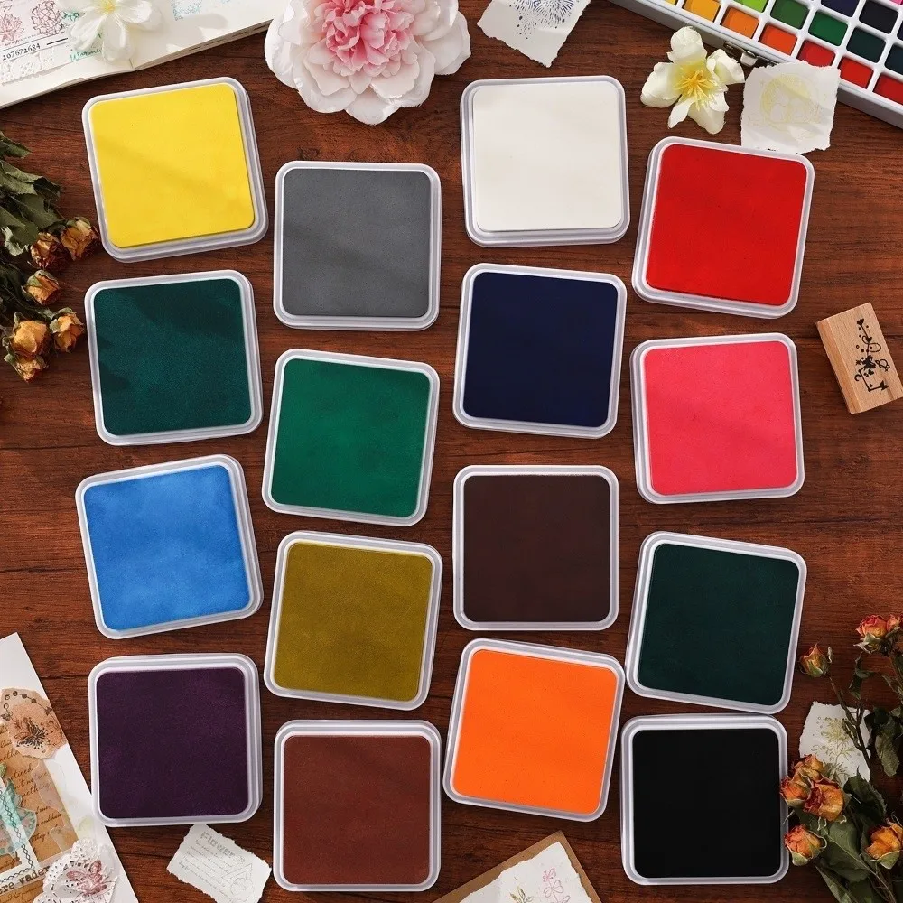 New Square Student Ink Pad Quickly Drying Neutral Ink Self Ink Stamp Multiple Colors Eco-cotton Stationery Inkpad Holiday Gifts