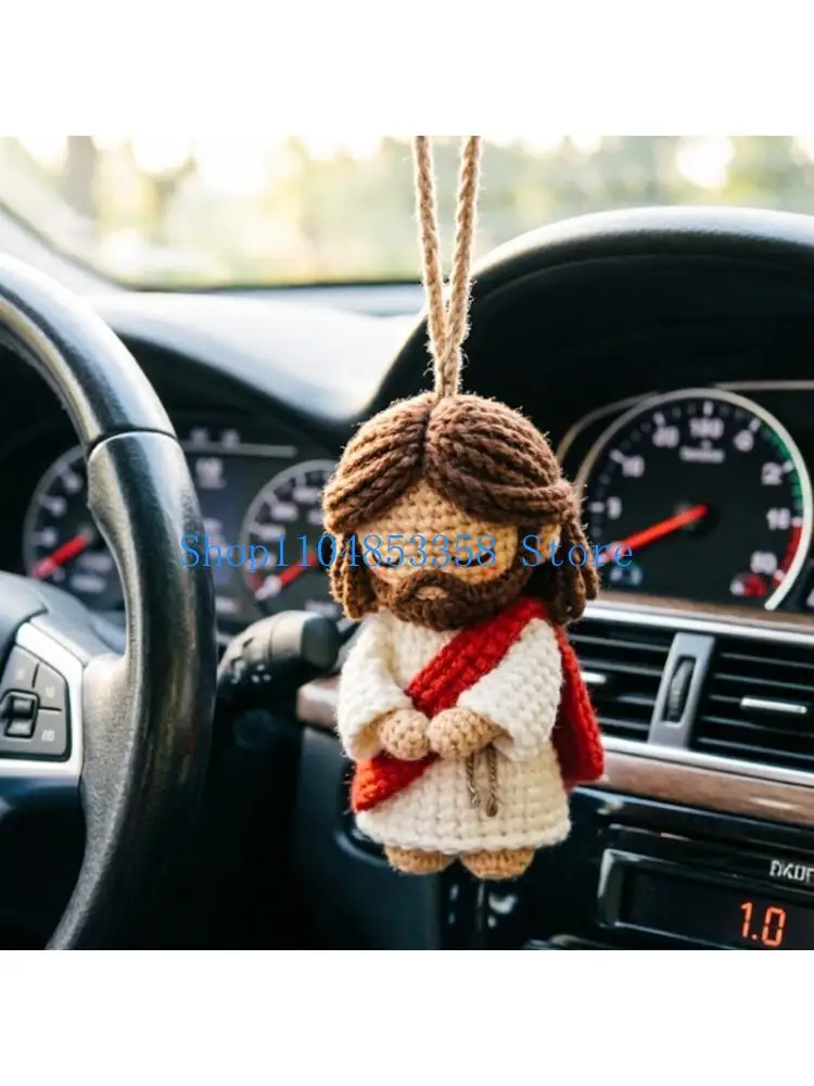 652F Handwoven Doll Car Decors Rearview Mirror Hanging Crochet Doll Perfect For Adding Warmth To Your Vehicle