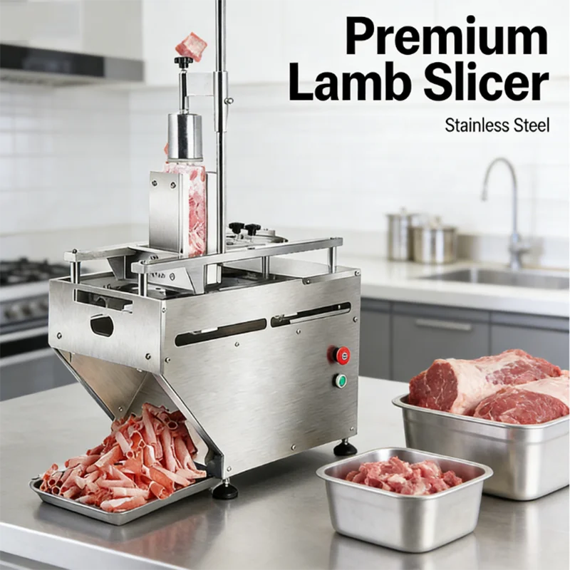 Automatic Commercial Stainless Steel Lamb Roll Bacon Slicer Cutting Frozen Meat Slicing Machine