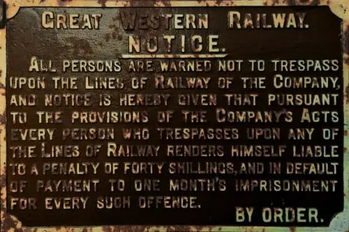 GWR Railway Trespass Warning Vintage style Metal Sign NB - Printed NOT embossed