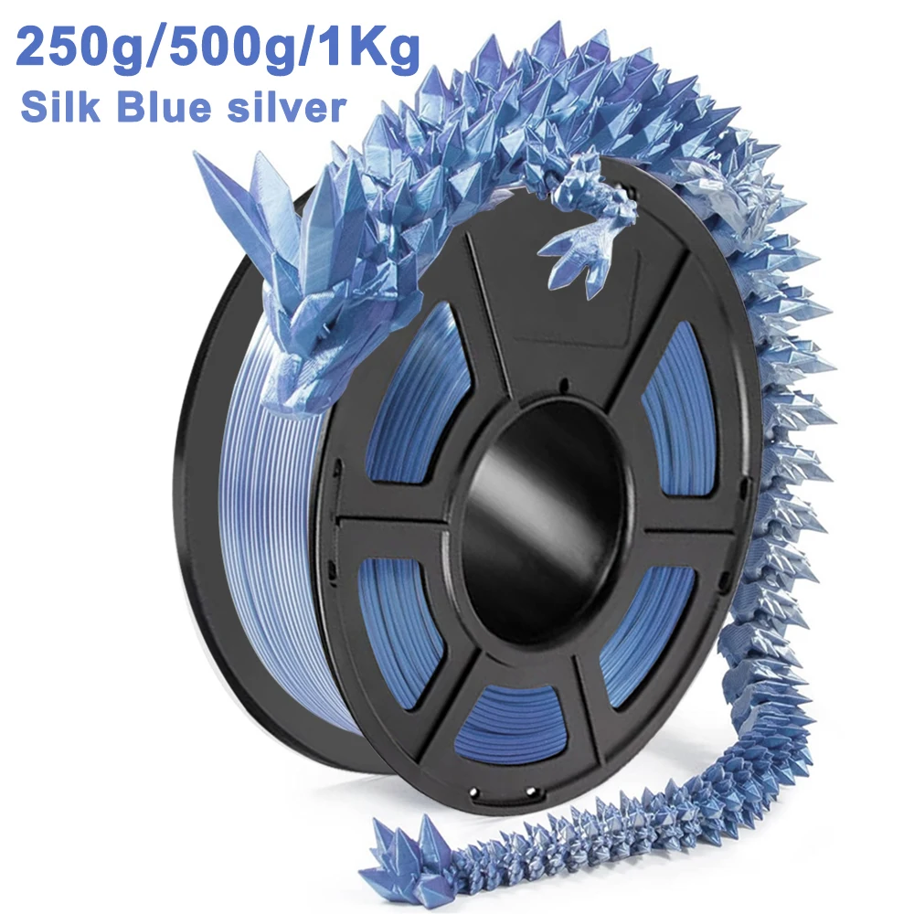 

250g 500g 1Kg Dual Color PLA Silk Blue silver 2 Colours 3D Printer Filament Silk Blue silver 1.75mm 3D Printing Pla Material