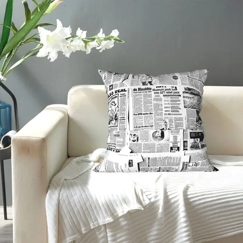 Black and white newspaper pillowcase Home Sofa Office Cushion Cover Decor Car Decoration