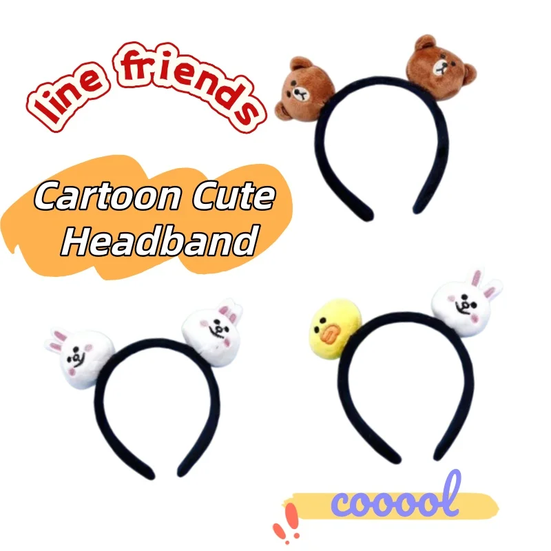 

New Line friends Brown Cony Cartoon Cute Sweet Joker Wash Face Hair Card Girl High Face Value Headband Headwear Birthday Gift