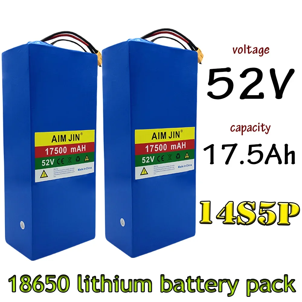 

High Capacity 52V 14S5P 17500mAh 18650 1500W Lithium Battery for Balance Car, Electric Bicycle, Scooter, Tricycle