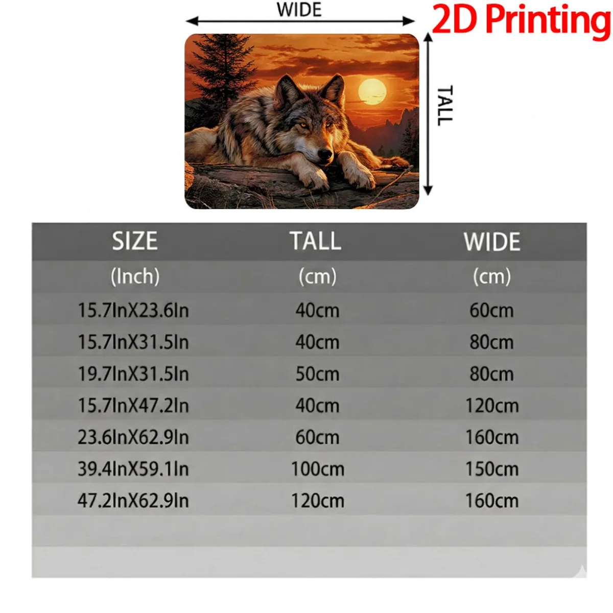 1pc Bath Rug Bathroom Rug Featuring a Detailed Polyester Material Wolf Lying on a Tree Trunk at Sunset with Vibrant Orange and