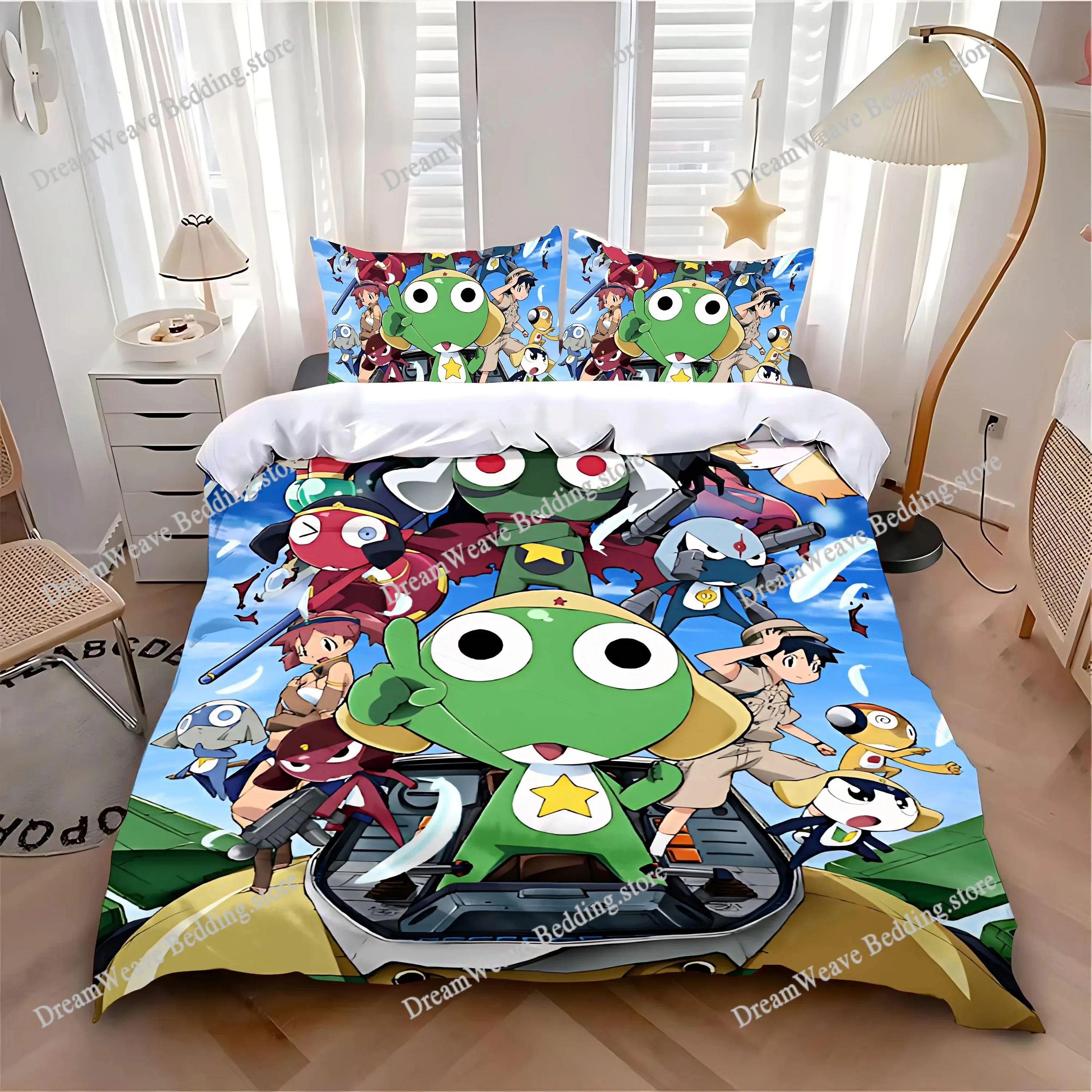 Home Textile Cartoons Hot Sergeant Frog Cover Duvet Cover Pillow Case Boy Girl Polyester Bedding Set King Queen Twin Size963