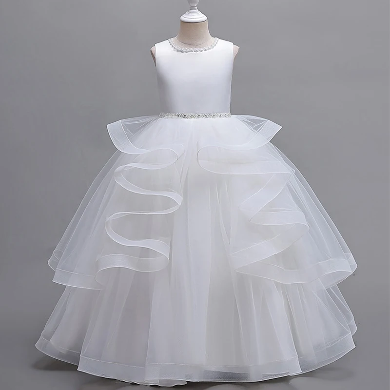 Girls Baptismal Wedding Flower Girl Dress Elegant Birthday Dress Ball Gown Children's Carnival Party Sleeveless Princess Dresses