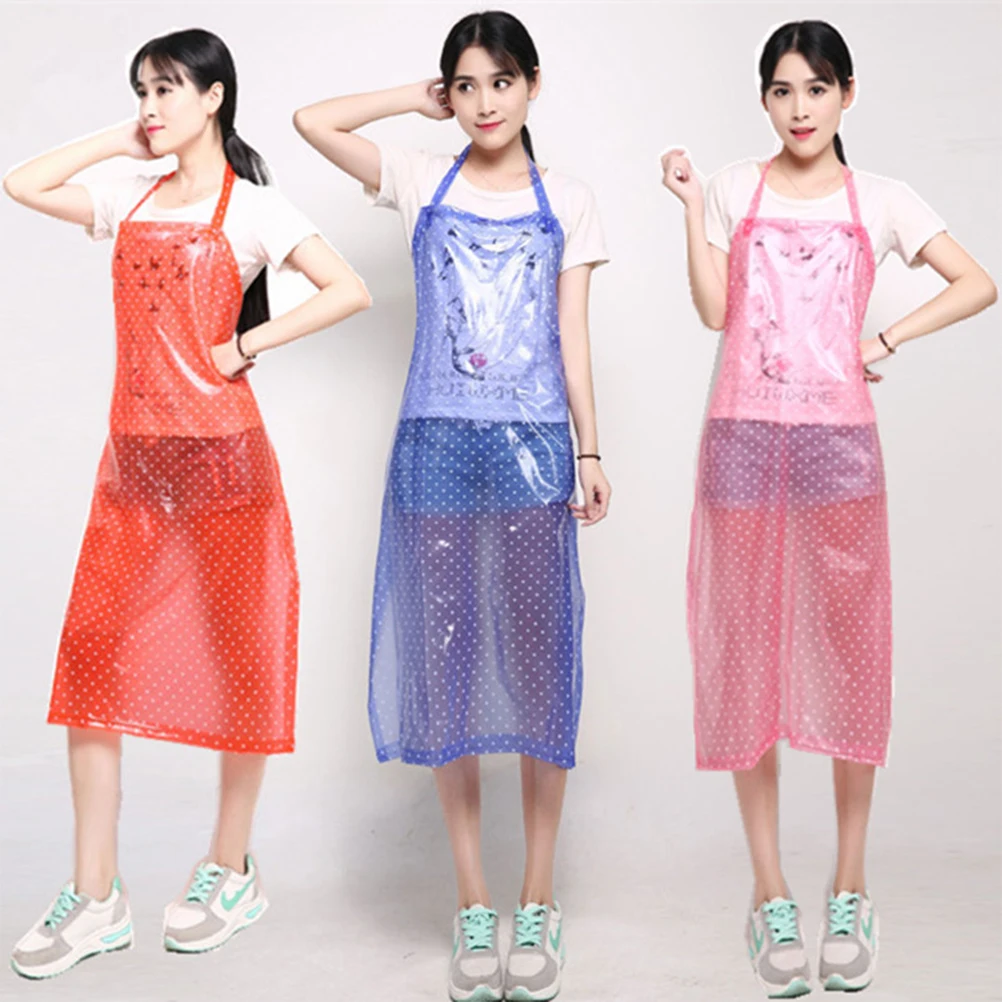 

1pc Oil-proof Apron Sleeveless Pinafore Waterproof Save-all Transparent PVC Apron Cooking Supply Blue