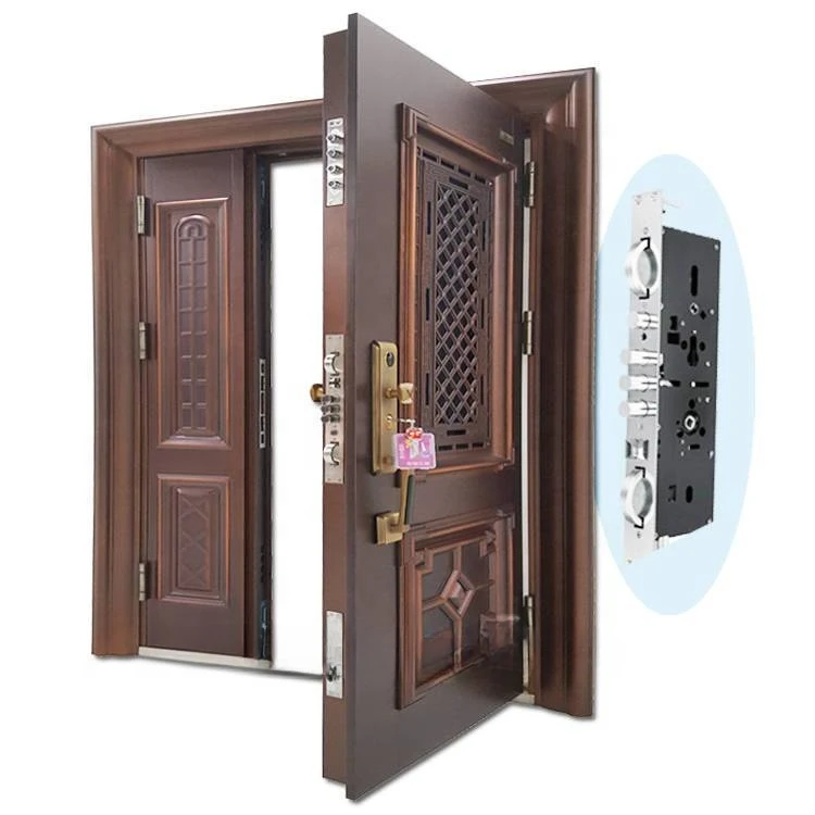 Luxury design high quality low price single double exterior security steel door price