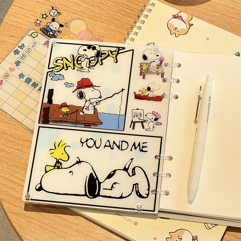 New SNOOPY Shake Acrylic A5 Notebook Detachable Cartoon Interest Diy Notepad Surprise Friend Gift Student Stationery Wholesale