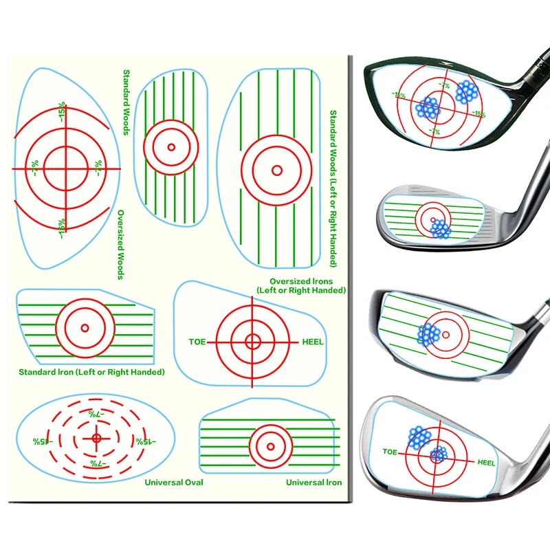 Cinta adhesiva de impacto 7 en 1 para palos de Golf, etiqueta de objetivo, práctica para palos de cuña de hierro, papel de prueba, accesorios de